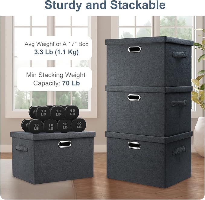 Graciadeco Large 17" 36 Quart Collapsible Stackable Storage Bins - Image 3