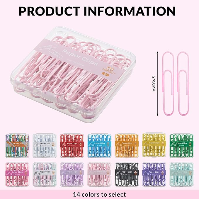 NEEWAY Colorful Large Paper Clips, 2 Inch Jumbo Paper Clips, 3 Pack of 50 - Image 2