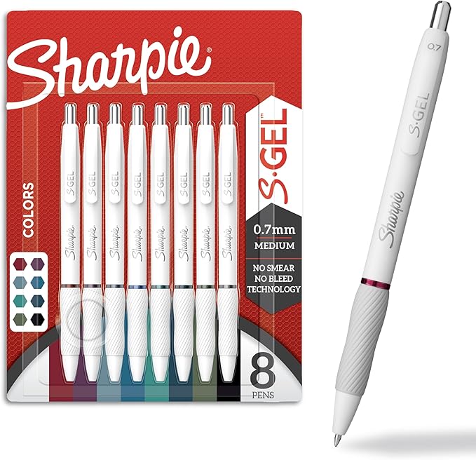 Sharpie S-Gel Pens Fashion Barrel Gel Pens Pearl White Body Medium Point Bold by Sharpie