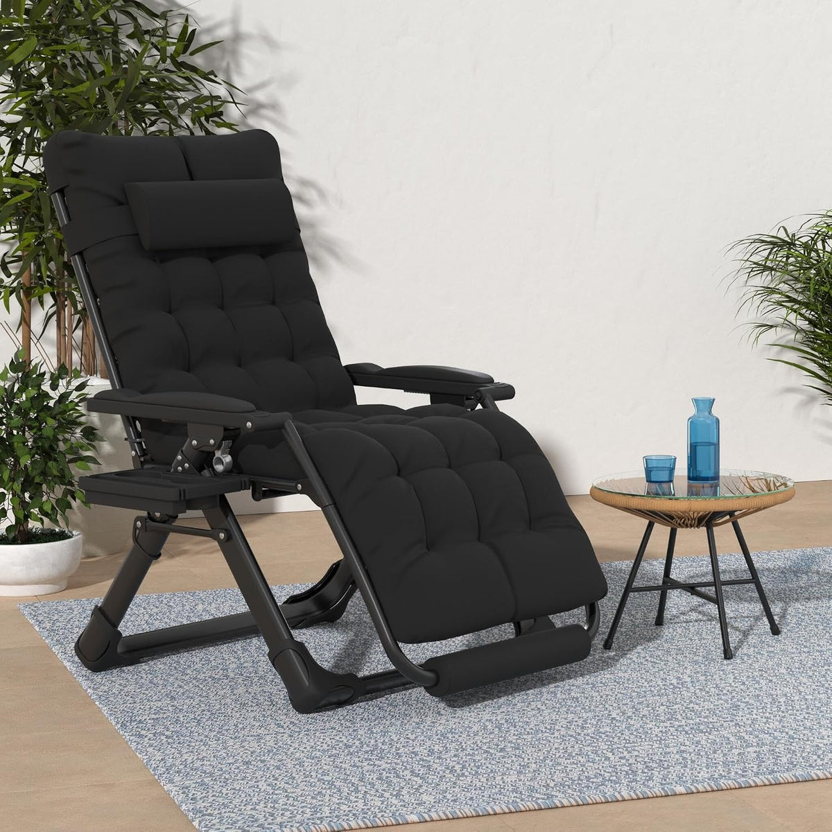 Slendor Oversized Zero Gravity Chairs XL, 29in Padded Recliner Chair, Black