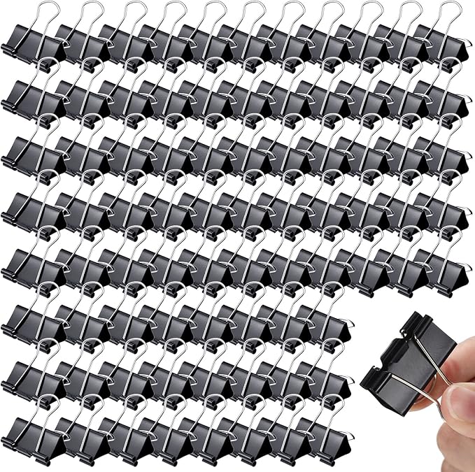 Yexiya 300 Pcs Medium Binder Clips Sturdy 1.25 Inch Black Paper Med Clips by Yexiya