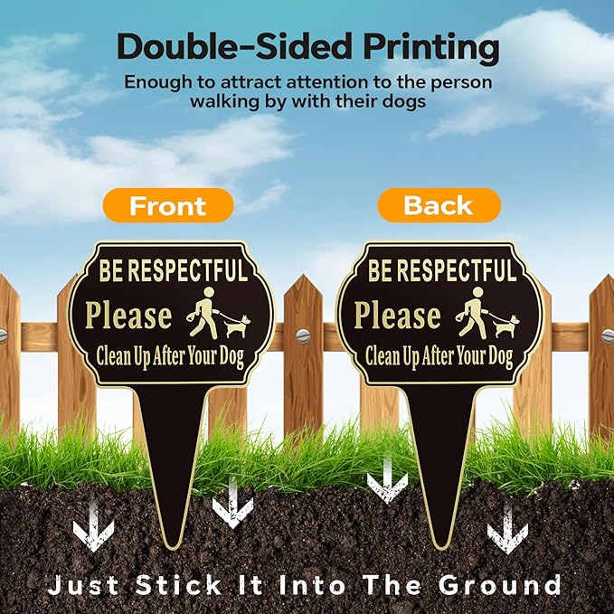 2 Pack Clean Up after Your Dog Signs Pick Up After Your dog sign 13.6"x9.6" - Image 6
