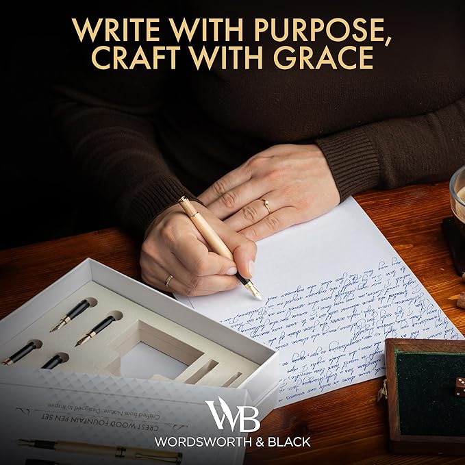 Wordsworth & Black Fountain Pen Gift Set, Includes Ink Bottle, 6 Ink Cartridges - Image 2