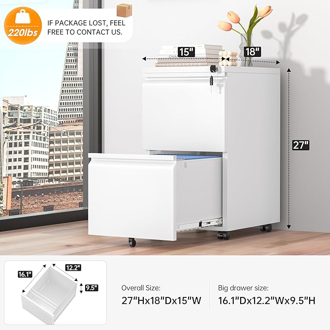 INTERGREAT 2 Drawer File Cabinet - Image 3