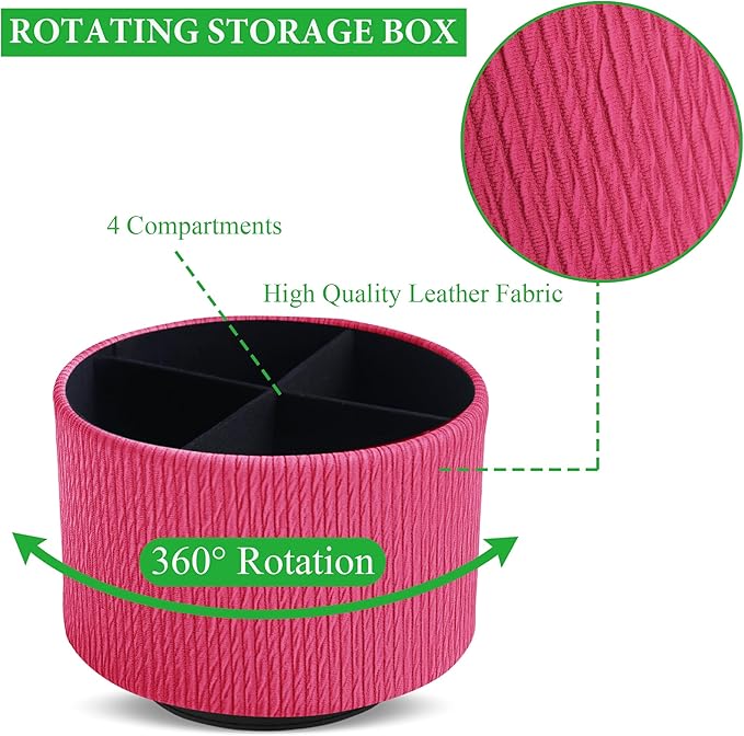 Hennaja Round Leather Art Supply Organizer, Remote Control Holder, 360 Degree - Image 3