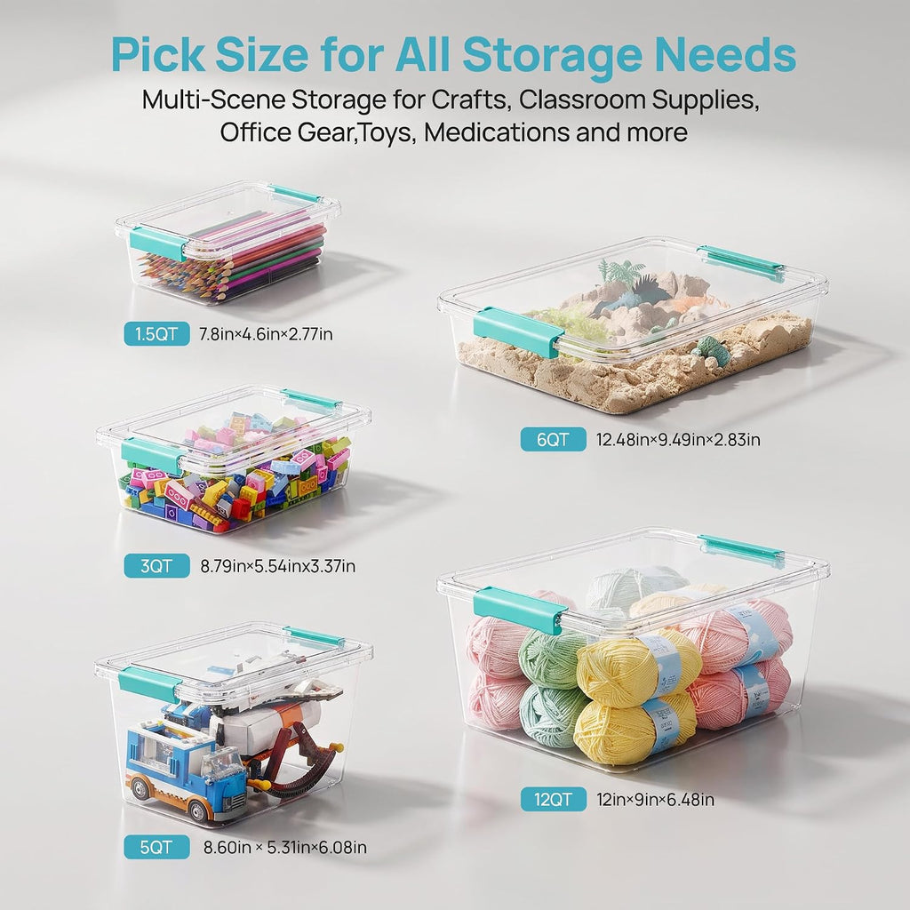 vtopmart 4 pack 6 qt plastic storage bins, package contents