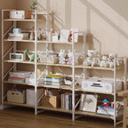JSB No Assembly Folding Bookshelf, 4 Tier Industrial Metal Book Shelf - Image 5