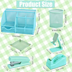 Green and Blue Desk Accessories, 26Pcs Office Supplies and Desk Organizers, with Tape Dispenser, Stapler, Staple Remover, Ect, Gift Box Packaging