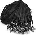 Beebel Black Lanyards 100 Pack Nylon Flat Badge Lanyard Bulldog Clip by Beebel