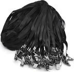 Beebel Black Lanyards 100 Pack Nylon Flat Badge Lanyard Bulldog Clip by Beebel