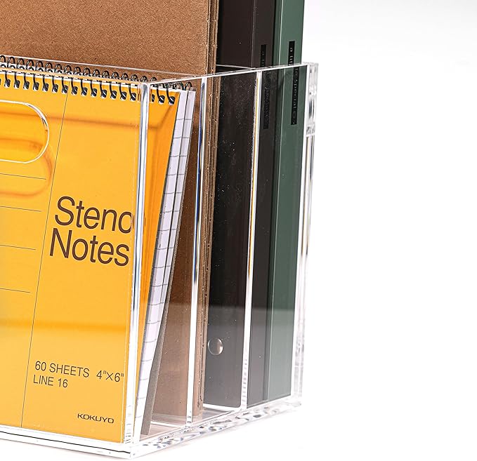 AIDIMOO Acrylic Magazine File Holder, 3 Vertical Compartments Desk Document - Image 8