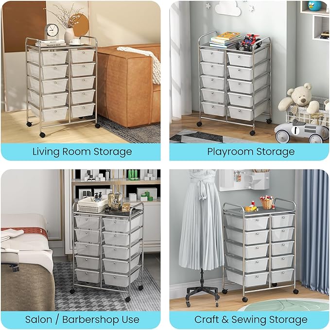 GLACER 10 Drawer Rolling Cart, Storage Cart - Image 7