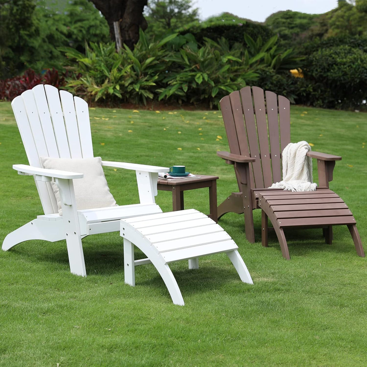 Psilvam Adirondack Ottomans, Adirondack Chair Footrest, Brown