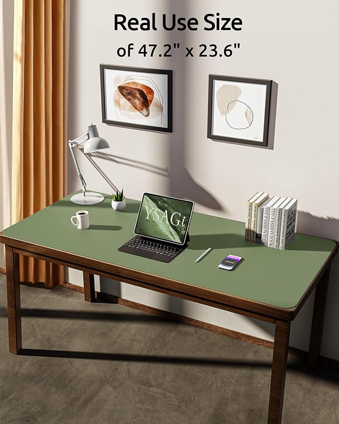 YSAGi Leather Desk Protector, Office Mat, Large Mouse Mat, Non-Slip PU Leather - Image 3