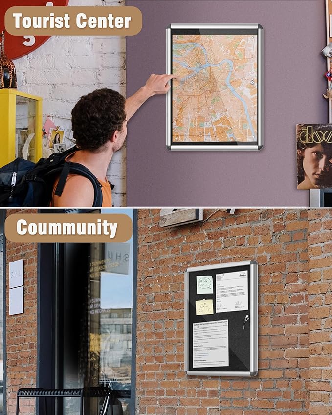 Mifuro 26"x20" Enclosed Bulletin Board, Lockable Weather-Resistant Aluminum - Image 8