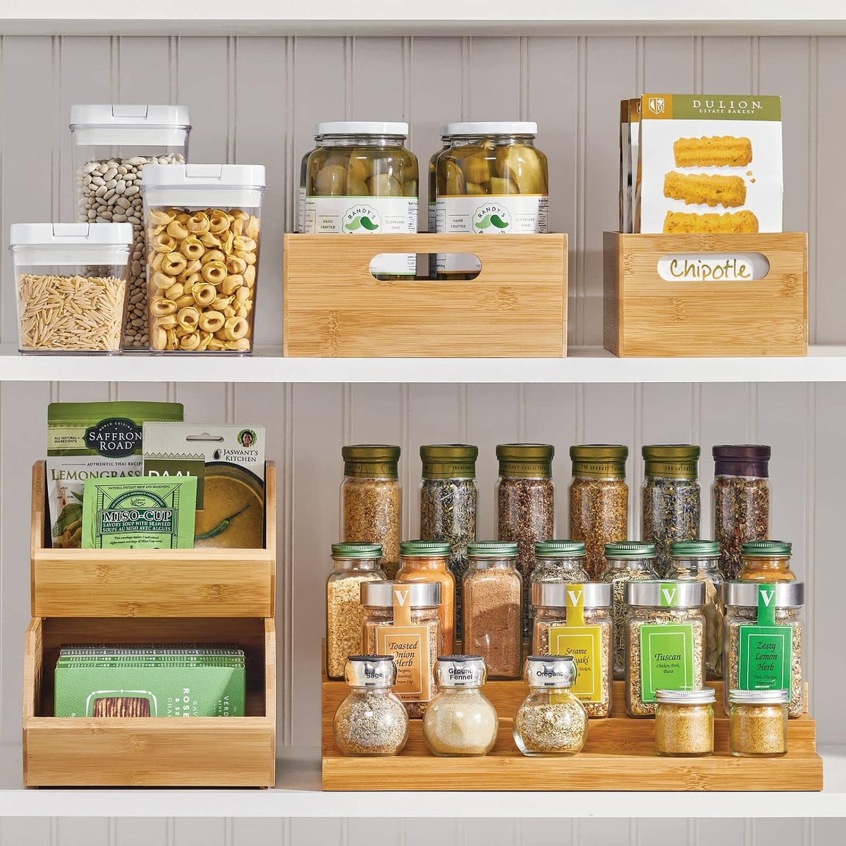 mDesign Kitchen Storage Box - Large Wooden Box with Handles - Bamboo Kitchen ...