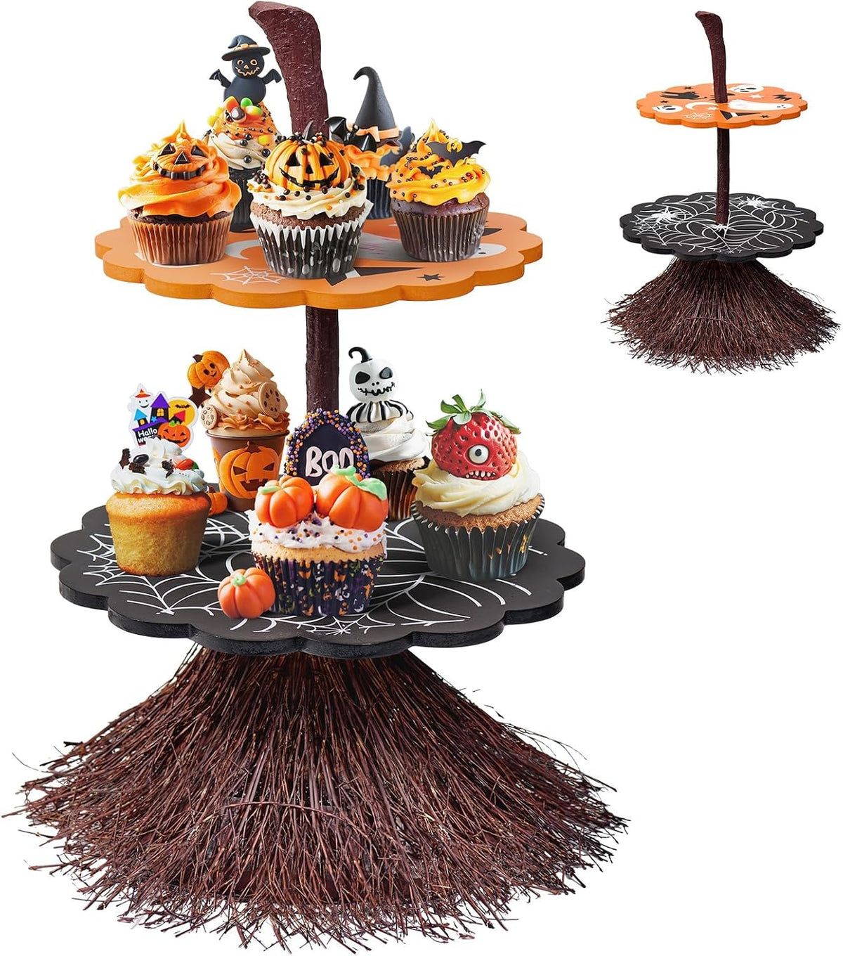 antiai 2 Tier Halloween Cupcake Stand Wooden Cake Desert Stand Party Supplies...