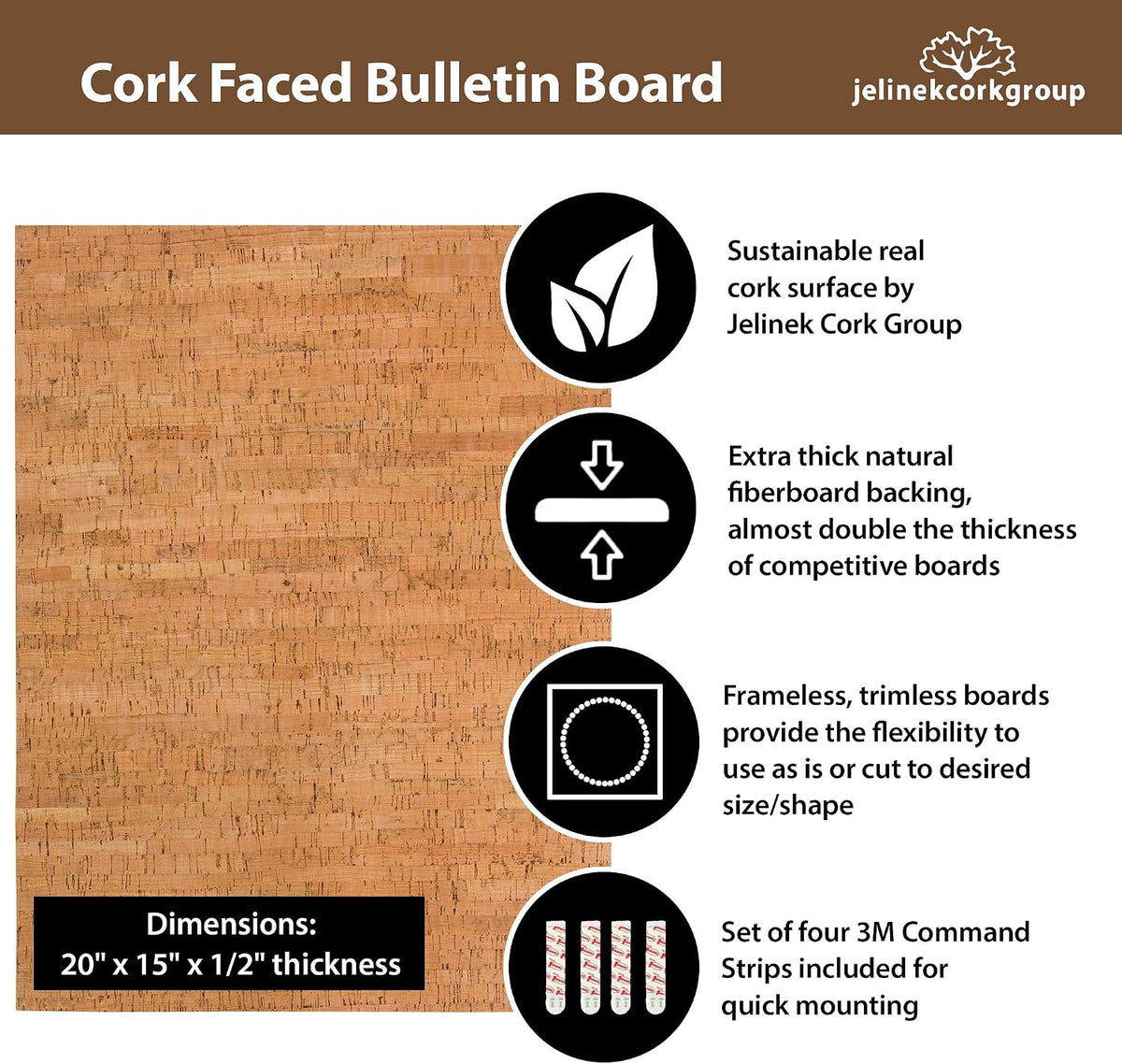 Jelinek Cork Decorative Veneer Bulletin Board 20 x 15 inch