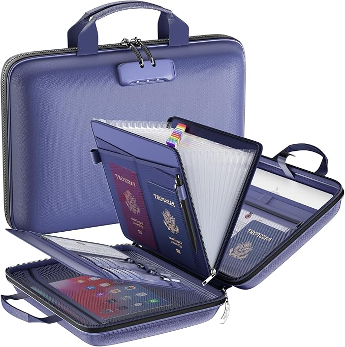 Fireproof File Organizer with Lock, Hard-Shell Case Fireproof Document Box with by Tamfile
