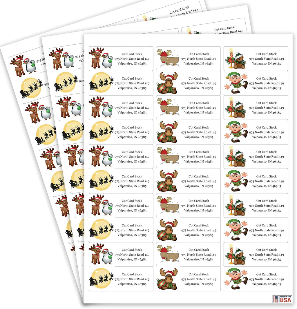 Christmas Holiday Personalized Return Address Labels - Christmas Themed and Design - 1.25" Envelope Seals Included - Made in the U.S.A. (120 Labels)