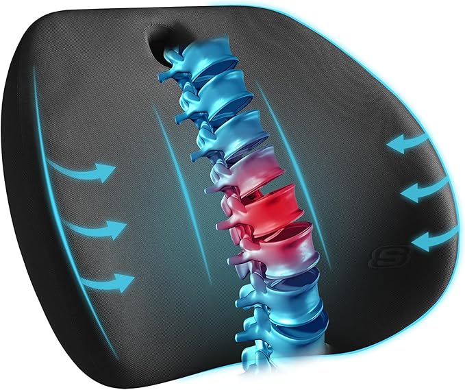 Skechers Lumbar Support Pillow for Office Chair, Memory Foam Lumbar Pillow by Skechers
