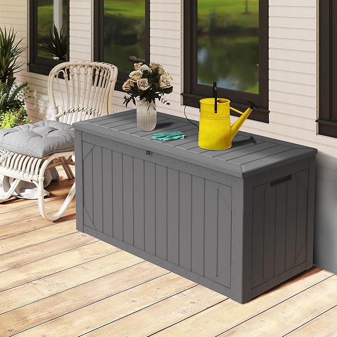 Decksplore 100 Gallon Outdoor Storage Box Waterproof, Lockable Resin Deck Box - Image 6