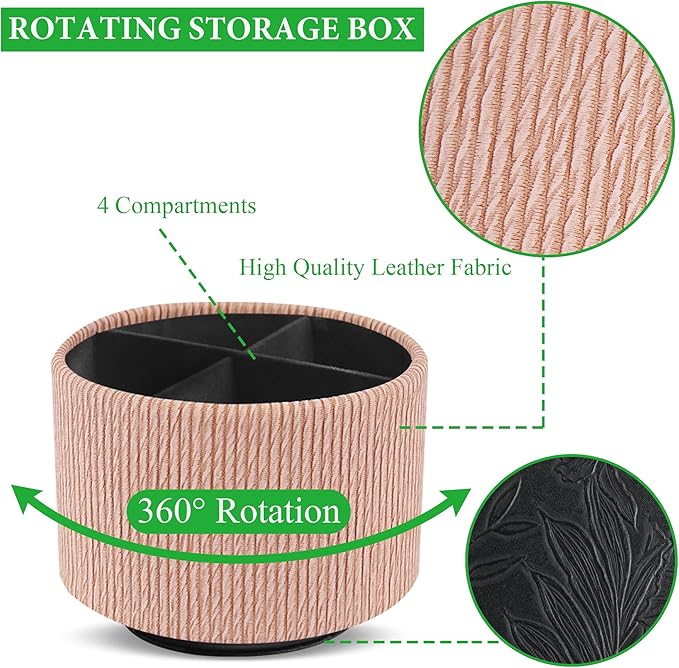 Hennaja Round Leather Art Supply Organizer, Remote Control Holder, 360 Degree - Image 3