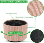 Hennaja Round Leather Art Supply Organizer, Remote Control Holder, 360 Degree - Image 3