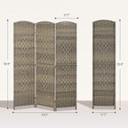 HOMCOM 3 Panel Room Divider, Hand-Woven Freestanding Wall Partition - Image 7