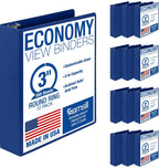 Samsill 3 Inch 3 Ring Binders, Economy Round Ring, Clear View Cover, 550 Sheet Capacity - for School, Home, Office - Blue, 12 Pack