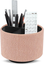 Hennaja Round Leather Art Supply Organizer, Remote Control Holder, 360 Degree by Hennaja