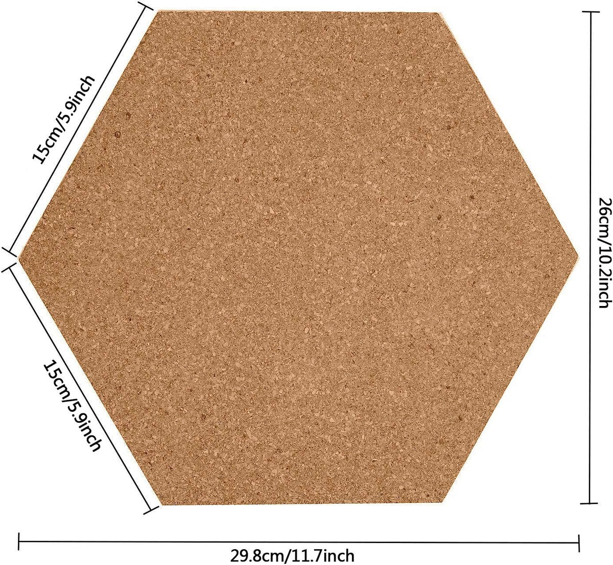 HBlife 10 Pack Hexagon Self-Adhesive Cork Board Tiles 12" X 10"
