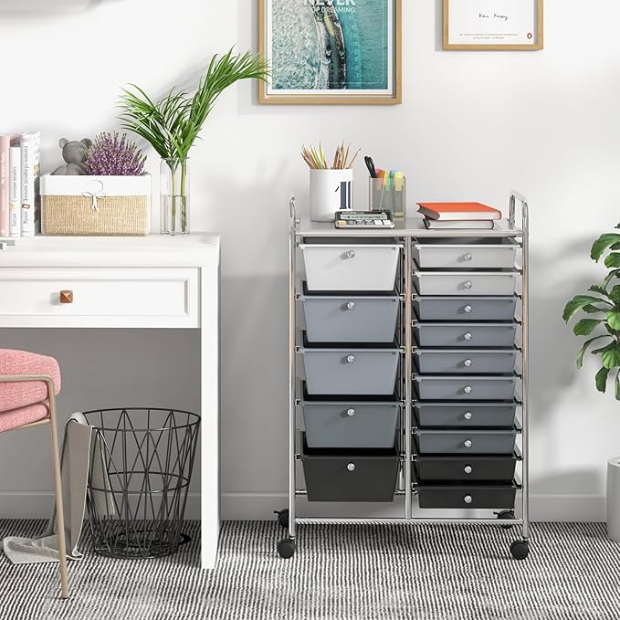GLACER 15 Drawers Rolling Cart, Storage Cart - Image 2