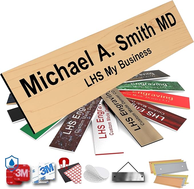 Engraved Name Plates for Door Sign Personalized Cashew Plastic Plaque by LHS+My+Business