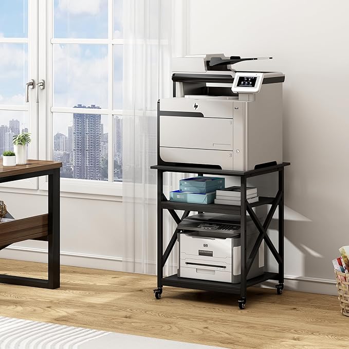 Fannova Printer Stand, 23.6 x 23.6 x 30.1 Inches Large Square Printer Table - Image 2