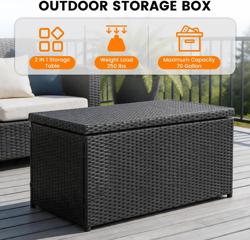 sundale 70 gallon oudoor deck box, large rattan, package contents