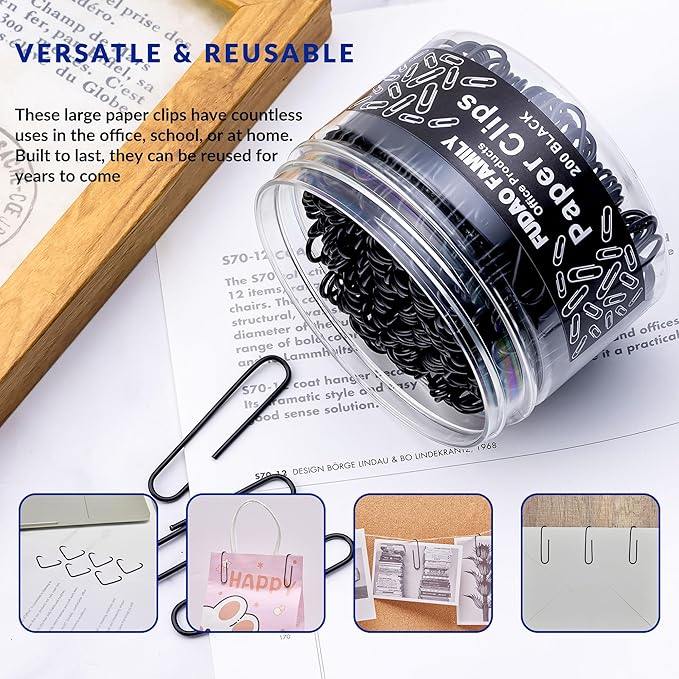 Large Paper Clips, 2 Inch Black Paper Clip - Image 6
