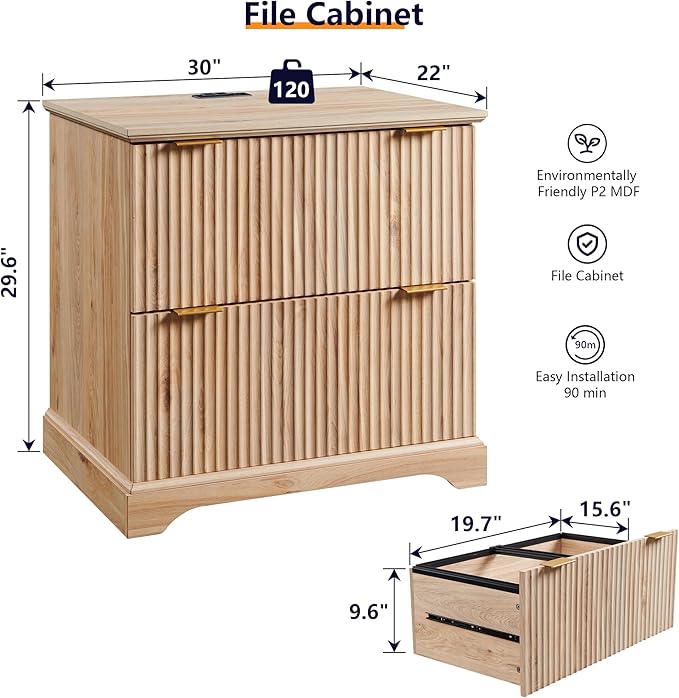 JXQTLINGMU 2 Drawer File Cabinet - Image 2