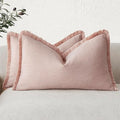 Foindtower Set of 2 Decorative Linen Fringe Throw Pillow Covers Farmhouse by Foindtower