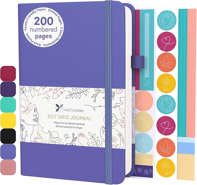 Bullet Dotted Journal – 140gsm Bleed Proof Thick White Paper – 200 Numbered Dot by VividScribbles