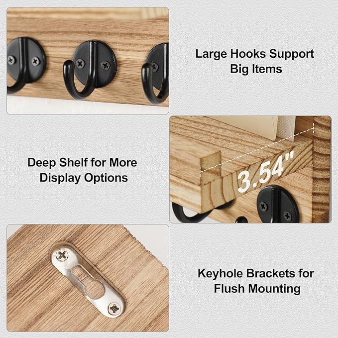 Lwenki Key Holder for Wall, Decorative Key and Mail Holder - Image 3