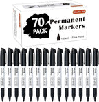 Shuttle Art Permanent Markers, 70 Pack Black Permanent Marker set, Fine Point by ShuttleArt