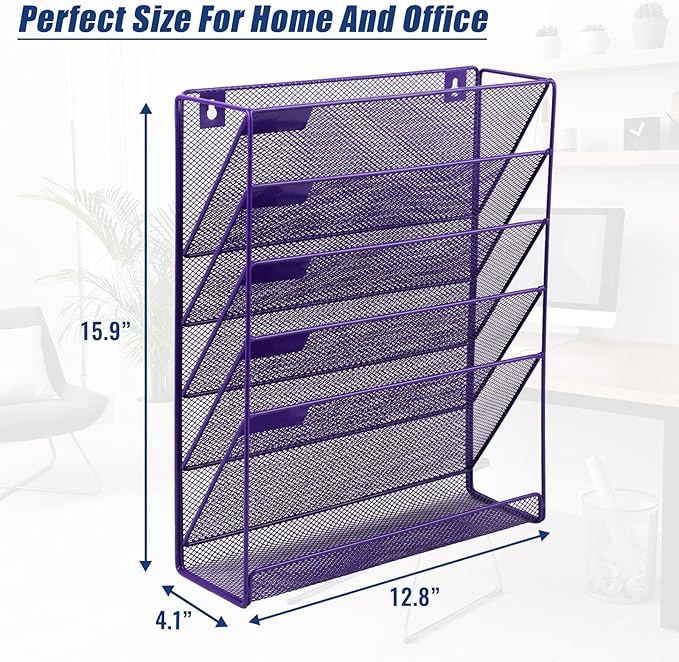 EASEPRES Desk File Organizer Mesh 6-Tier, Hanging Wall Mount Document - Image 7