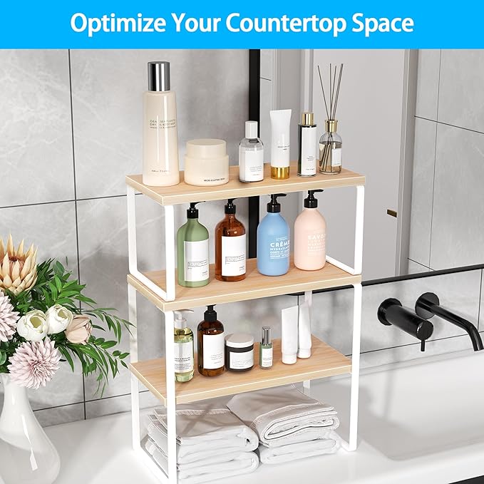 Golener Countertop Organizer Corner Shelf, 2-Tier Adjustable Stackable Corner - Image 9