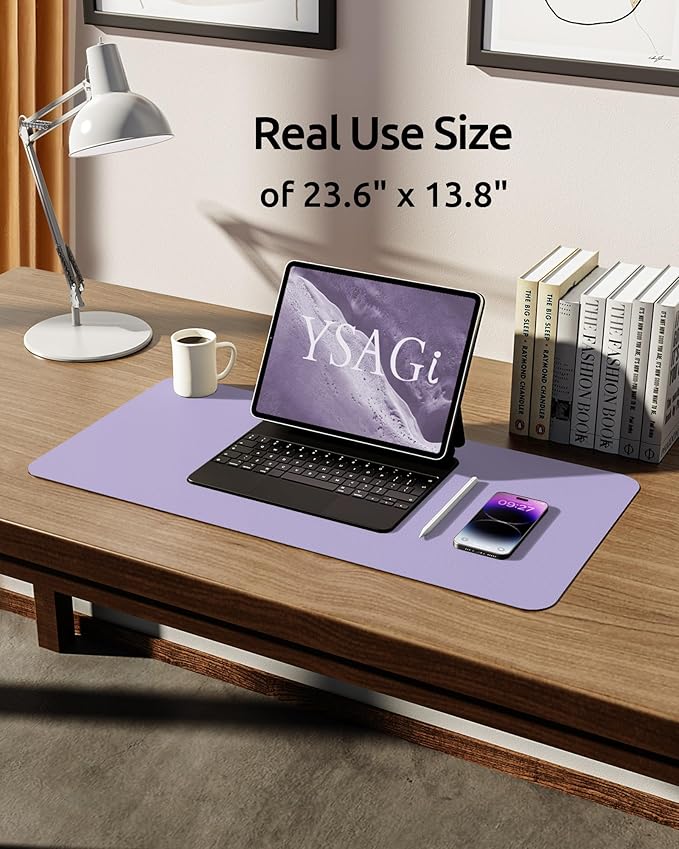 YSAGi Leather Desk Protector, Office Mat, Large Mouse Mat, Non-Slip PU Leather - Image 5
