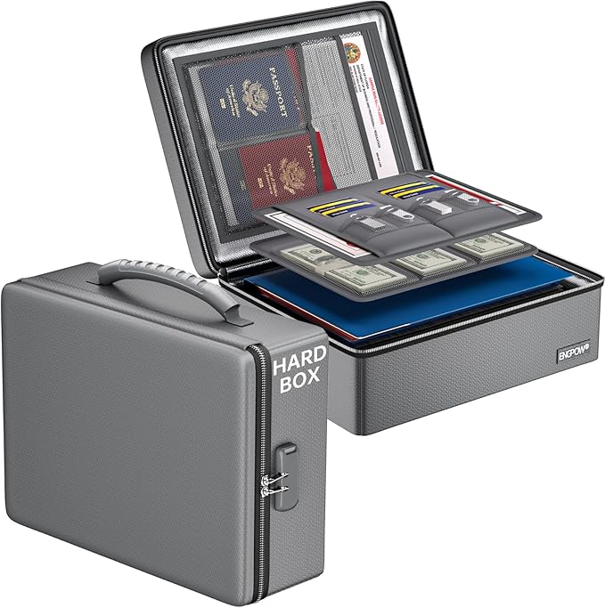 ENGPOW Fireproof Document Box, Hard Case File Box by ENGPOW