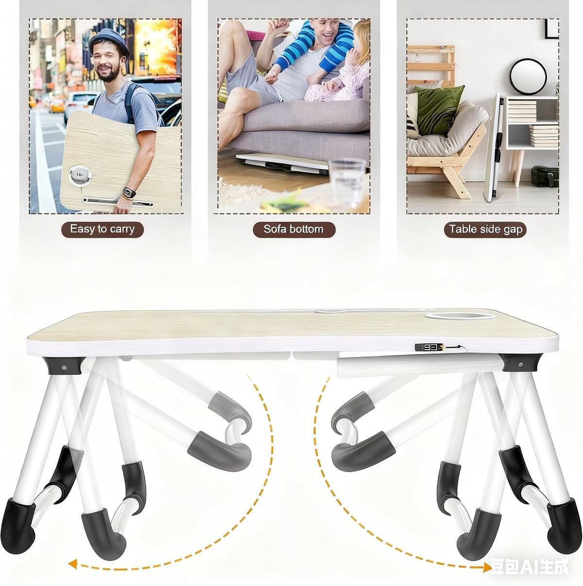 Fayquaze Portable Foldable Laptop Bed Desk with Storage Drawer and Cup Holder...