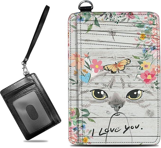 BWEGRHE Small Travel Wallets, Cat Flowers Slim Minimalist Front Pocket Wallet by BWEGRHE