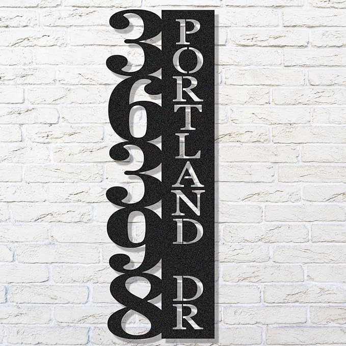 Custom Metal House Number Sign, Personalized House Number Sign, Vertical by HYTSIGN