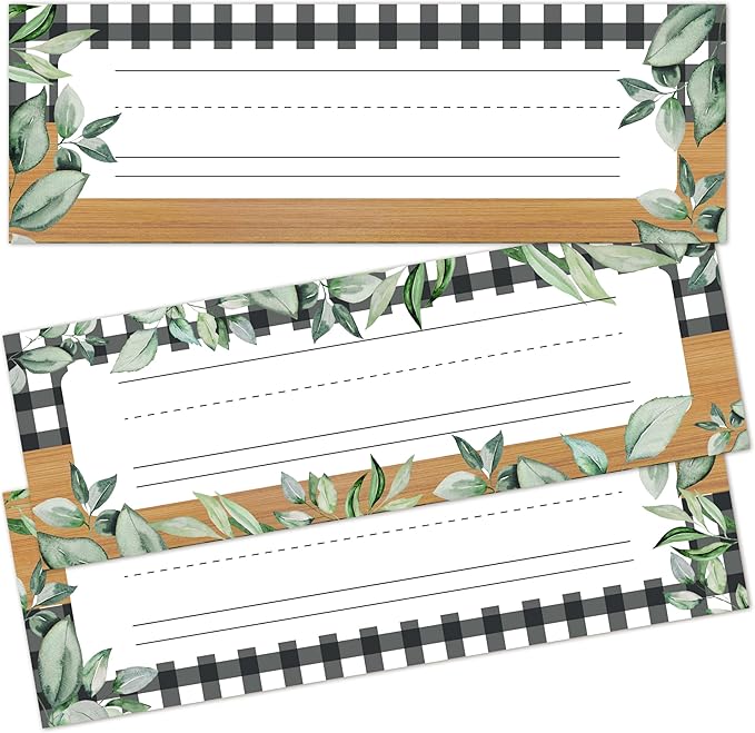 Name Tags for Classroom Cubbies, 30 Greenery Name Plates for Desks, Back to by Cazhes
